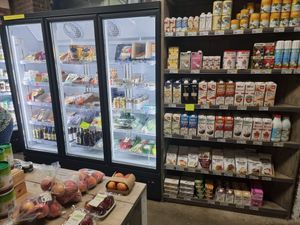 fridge and plantmilks at Bio Veganwinkel Natuurlijk De Molen in Budel-schoot