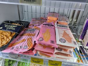 Vegan bacon and salmon at Bio Veganwinkel Natuurlijk De Molen in Budel-schoot