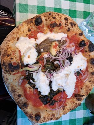 Vegan veg pizza at Pizza Pilgrims in London