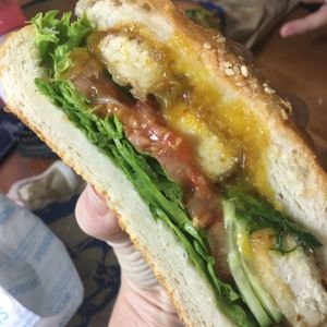 Tempehed tofu burger w/mango chutney sauce  at Fergburger in Queenstown