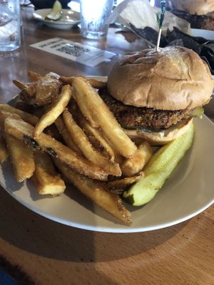 Hot seitan sandwich  at Upland FSQ Brewery in Indianapolis