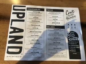 Menu at Upland FSQ Brewery in Indianapolis