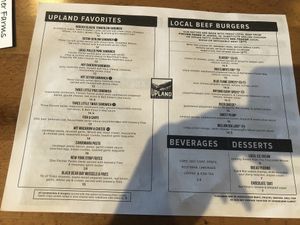 Menu  at Upland FSQ Brewery in Indianapolis