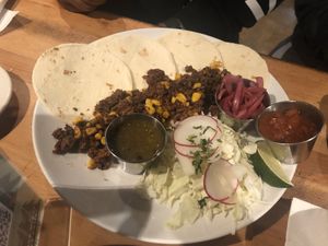 Impossible chorizo tacos at Upland FSQ Brewery in Indianapolis