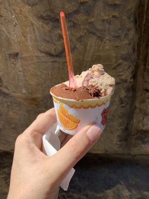 Chocolate and Almond ice cream  at La Gelatiera in Florence