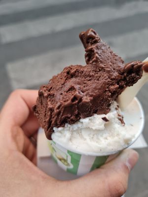 Dark chocolate and vegan stracciatella at La Gelatiera in Florence