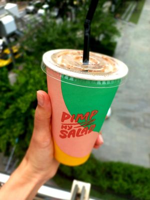 The orange mocha (asked for almond milk) at Pimp My Salad in Bangkok