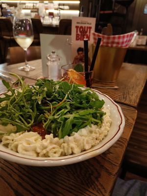 Vegan pasta underneath the sauce. at Bavet - Nationalestraat in Antwerpen