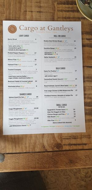 Menu available from 12pm at Gantley's Tavern in Queenstown