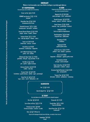 Menukaart  at Noemme in Den Bosch