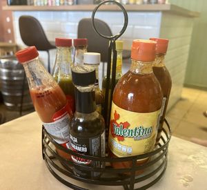 Sauces for tamal   at La Chispera in Madrid