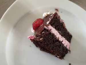 Chocolate cake inside at Contribution in Louvain-la-neuve