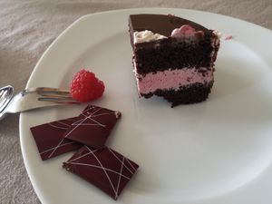 Chocolate cake inside at Contribution in Louvain-la-neuve