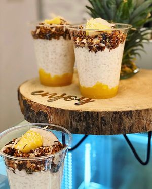 vegan coconut millrace with mango at Zina's Eatery in Vienna