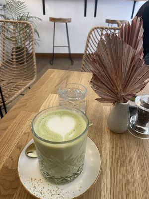 Matcha latte with soy milk  at Zina's Eatery in Vienna