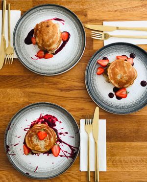 protein pancakes at Zina's Eatery in Vienna