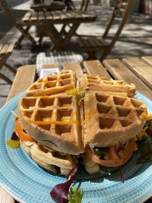 Vegan waffle  at Lilo Cafe in Barcelona