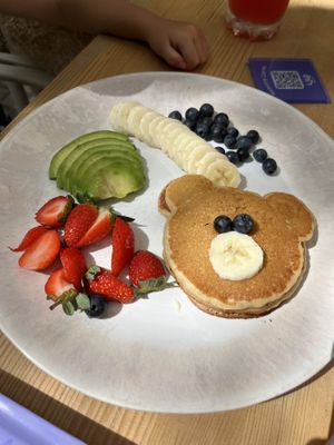 Kids menu! Pancakes  at Lilo Cafe in Barcelona