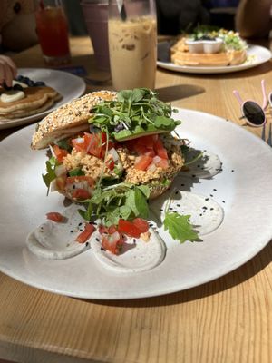 Bagel with tofu   at Lilo Cafe in Barcelona