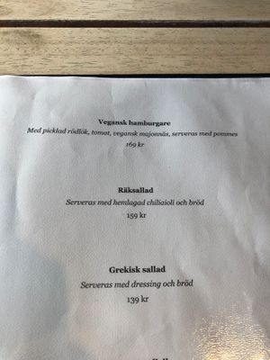 Menu at Petters in Byxelkrok