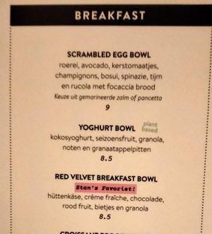 Breakfast option at STAN & CO in Arnhem