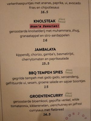 Dinner options at STAN & CO in Arnhem