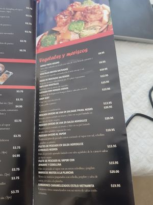 Menu at Dinastia Tang in Panama City