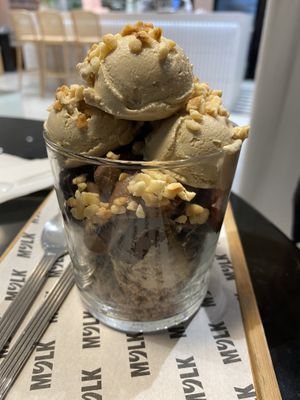 Salted caramel ice cream cake  at MYLK in Doha