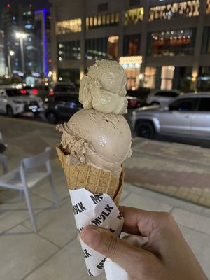 Very creamy ice cream and super crunchy waffle cone. The pistachio ice cream was amazing.   at MYLK in Doha