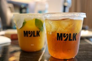 black ice-tea & mango with mint lemonade at MYLK in Doha