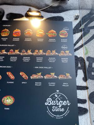 Menue at Burger Time in Ljubljana