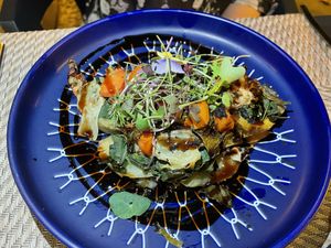 Sweet potatoe bruschetta with mixed vegetables and spinach at Gavino Restaurante Bar in Funchal