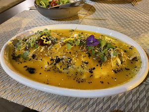 Pumpkin Ravioli (menu of the week) - soooo delicious!! at Gavino Restaurante Bar in Funchal