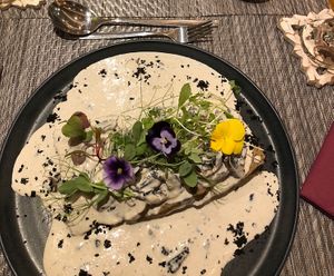Vegan seitan Steak with couscous & mushroom sauce   at Gavino Restaurante Bar in Funchal