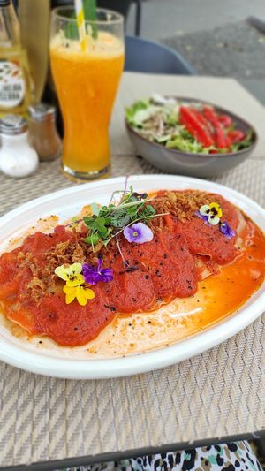Vegan ravioli with spinach and cheese filling at Gavino Restaurante Bar in Funchal
