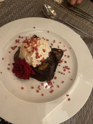 vegan brownies with ice cream  at Gavino Restaurante Bar in Funchal