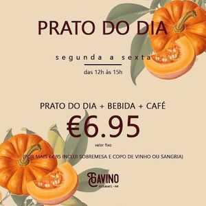 Última semana de Março em grande! 
Prato do dia + bebida + café = 6,95€

Por mais 4,95€ inclui *sobremesa* e copo de vinho ou sangria. 

*Mousse de Pêssego com crumble at Gavino Restaurante Bar in Funchal