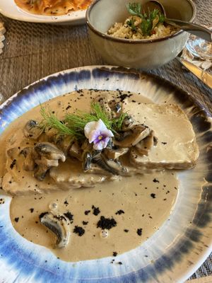 Seitan steak W mushroom sauce   at Gavino Restaurante Bar in Funchal
