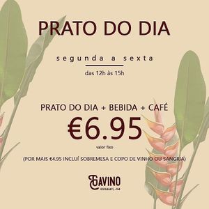 Semana em grande! Prato do dia + bebida + café = 6,95€ 
Por mais 4,95€ inclui *sobremesa* e copo de vinho ou sangria. 
#gavinorestaurantebar #gavinorestaurante #funchalcity  at Gavino Restaurante Bar in Funchal