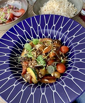 Veg curry and rice at Gavino Restaurante Bar in Funchal