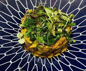 Sweet potato burger, mushrooms, spinach garlic, truffle oil - delicious! at Gavino Restaurante Bar in Funchal