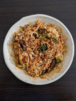 Korean flavour rice bowl after mixing at The Breakfast Club in East Singapore