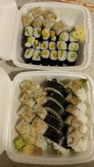 Many great vegan options that all taste so good! at Isshin Sushi in Penticton