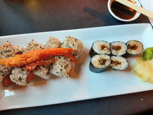 Cream cheese, yam and avo roll with sweet shitake maki at Isshin Sushi in Penticton