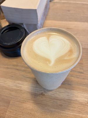 Latte with oat milk 🫶  at Trevarekafeen in Henningsvaer