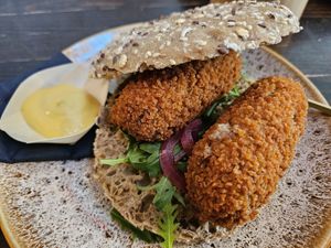 Vegan Dutch Specialty: Broodje Kroket at Cafe Goos in Hoorn