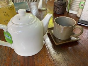 Green tea, $2.50 (plus 10% tax)  at Backyard Cafe - Street 240 in Phnom Penh