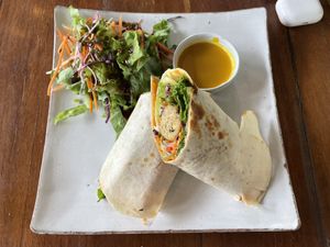 Falafel wrap, $6 (plus 10% tax)  at Backyard Cafe - Street 240 in Phnom Penh