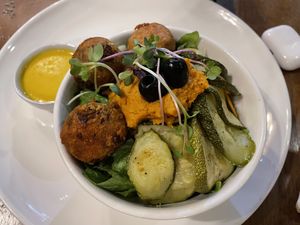 Mediterranean falafel bowl, $7 (plus 10% tax)  at Backyard Cafe - Street 240 in Phnom Penh