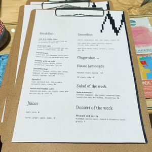 Menu.  at Anima in Helsinki